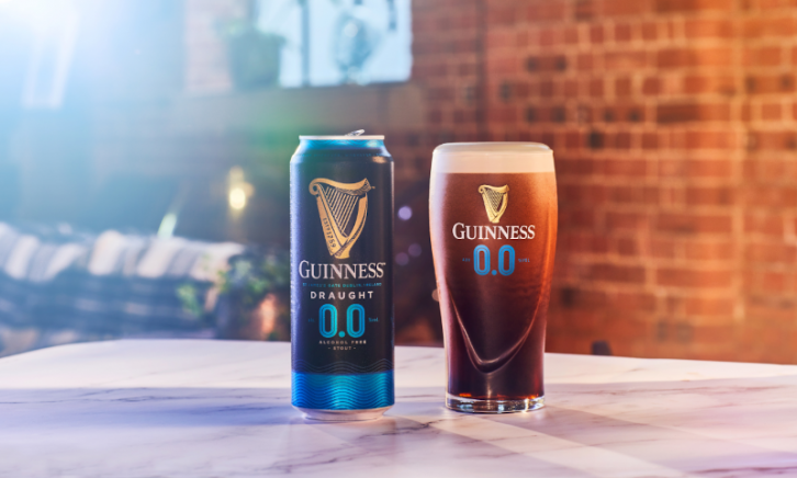 Guinness 0.0% blik en glas